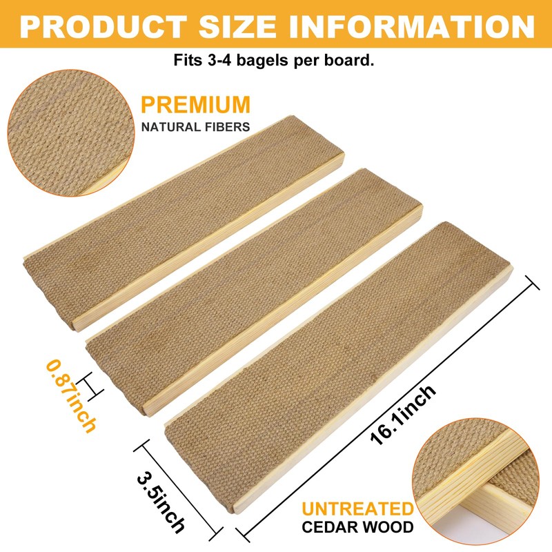3 Pcs Bagel Boards for Baking Bagels, Pine Wood with