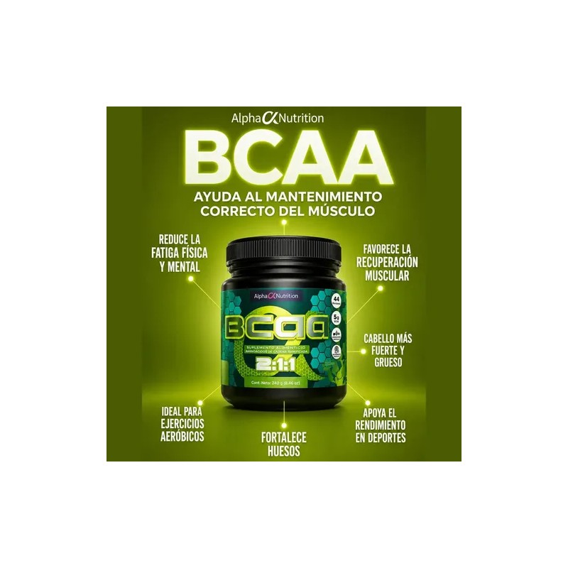 Aminoácidos BCAAs 211 en Polvo Alpha Nutrition 240g 44 Porciones