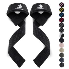 Fitgriff® Lifting Wrist Straps for Weightlifting, Gym, Deadlift, Workout (Made of Premium Cotton & Padded) - Men & Women (Standard, Black (Silicone-Grip))