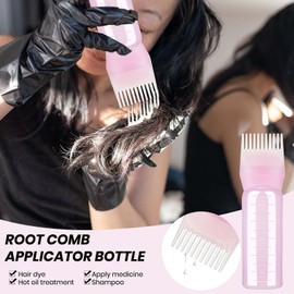 Gen'c Beauty 2 Root Applicator Bottles + Scalp Massager Brush for Hair Coloring Dye, Hair Oil,Hair Treatment Directly for Salon or Home Use (Pink)