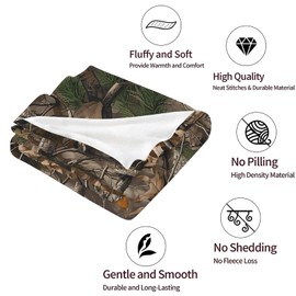 SARA NELL Camo Blanket, Camo Gifts for Him/Dad/Husband/Boyfriend, Forest Hunting Camo Throw Blanket, Hunting Gifts for Men, Camo Blanket for Hunting, Realistic Tree Camo Blankets, Green Brown,50"x40"