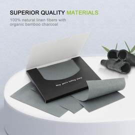 Mirucoo 100 Count Natural Bamboo Charcoal Blotting Papers Organic Facial Oil Absorbing Sheets for Oily Skin Care Daily Oil Control Linen Tissues (100 PCS/PK, 1 PK)