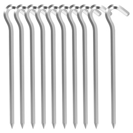 Tent Pegs Metal Heavy Duty Tent Hooks Camping Pegs Awning Pegs Aluminum Alloy Camping Hard Ground Pegs for Awnings, Heavy Duty Tent Pegs for Football Goal Net Swing Gazebo Garden Outdoor - 10Pcs