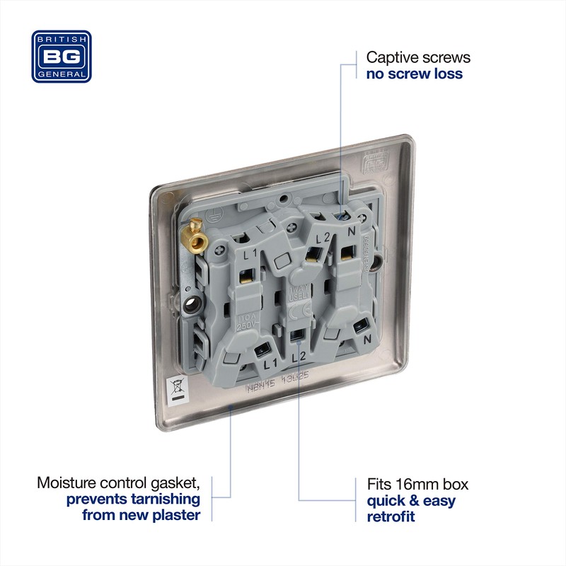 BG Electrical NBN15 Black Nickel TP Fan Isolator Switch