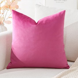 Artscope Luxury Velvet Cushion Covers Decorative Square Pillowcases Soft Solid Cushion Cases for Couch Sofa Bedroom Home Decor 40x40cm Hot Pink