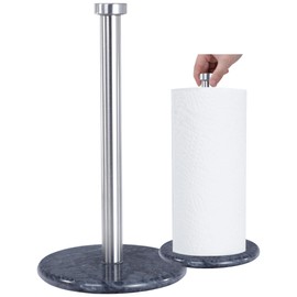 Paper Towel Holder with Marble Base - 13" x 7" Upright Paper Roll Dispenser with Heavy Non-Slip Base for Easy One-Handed Tear - for Countertops, Cabinets, and Bathrooms