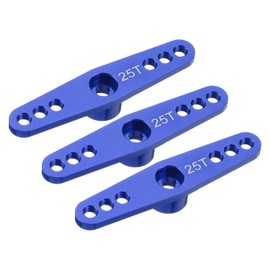 sourcing map 3 Pcs Aluminum Servo Horn 25T Servo Horn Steering Double Arms 47mm Length Deep Blue Suitable for DIY RC Car/Boat/Airplanes Boat Model Accessories