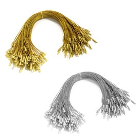 HAIKING Christmas Ornament Hanger String, 200 Pcs Gold and Silver Precut Ribbon Hook with Snap Fastener for Christmas Tree Hanging Decorations, Party Supplies (7.87 in)