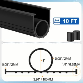 MYFAMIREA Garage Door Seals Bottom Rubber 10FT Weather Stripping Seal Kit Flexible Weatherproof Threshold Strip Replacement Gasket Bottom for Garage Door, 3 3/4'' Width with 1/4'' T End, Black