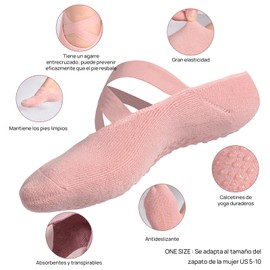 6 Pares de Calcetines de Yoga-Calcetines Descalzos Antideslizantes de Agarre Para Las Mujeres, Apto Para Pilates, Ballet, Plastilina, Danza, Hogar, Formación