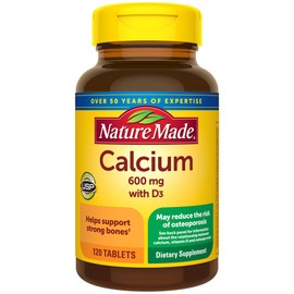 Nature Made Nature Made Calcium 600 mg with Vitamin D3, Dietary Supplement for Bone Support, 120 Tablets (Pack of 3)