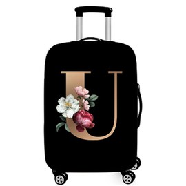 WUJIAONIAO Stretch Printed Suitcase Cover Washable Luggage Protector Fits 18-32 Inch Luggage Letter pattern (XL (for 29-32 inch luggage), Letter U)