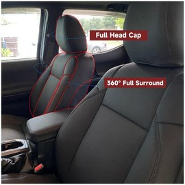 KUAFU Full Set Seat Covers Compatible with 2016-2022 Toyota Tacoma Double Cab Synthetic Leather Black