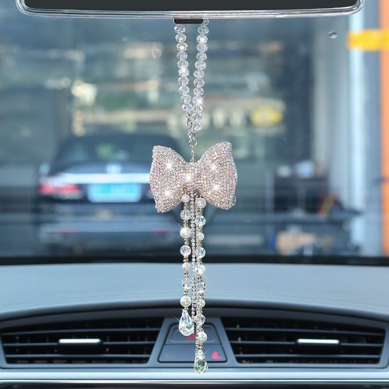 Lagnlnaoy Rhinestone Car Pendant Rear View Mirror Hanging Interior Styling