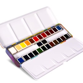Paul Rubens Watercolor Paint Set, 24 Colors Solid Watercolor Paint, Easy To Blend And Diffuse Watercolor Palette, Compact And Portable Travel Watercolor Set Suitable For Beginners And Professionals
