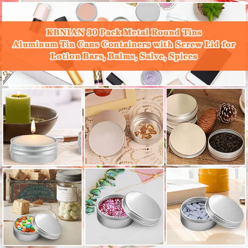 KBNIAN Pack of 30 Aluminium Empty Jars 15 ml Aluminium