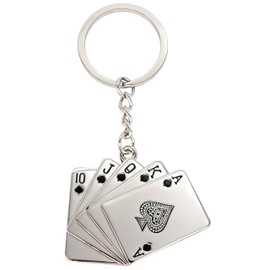 Moydolo Lucky Poker KeyChain Charm Game Playing Cards Flush Key Chain Ring Pendant for Men Women Purse Bags