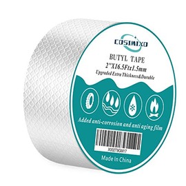Extra Thickness Upgraded Strong Butyl Waterproof Tape Leak Proof Butyl Seal Strip, Repair for Boat and Pipe Sealing, HVAC Ducts, Roof Crack, RV, Awning, Window Sealing, Silver Cosimixo… (2" x 16.5Ft)