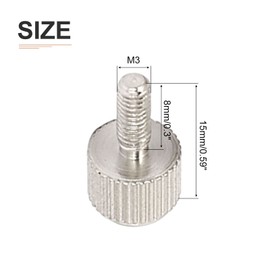 DTGN M3x8mm(DXL) Knurled Phillips Thumb Screws - 10Pack - Good for PC Computer Cases - Metal Thumbscrew Knurled Head Fully Threaded - Silver Tone