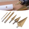 3Pcs Step Drill Bit Hex Shank Straight Grooved HSS Ti