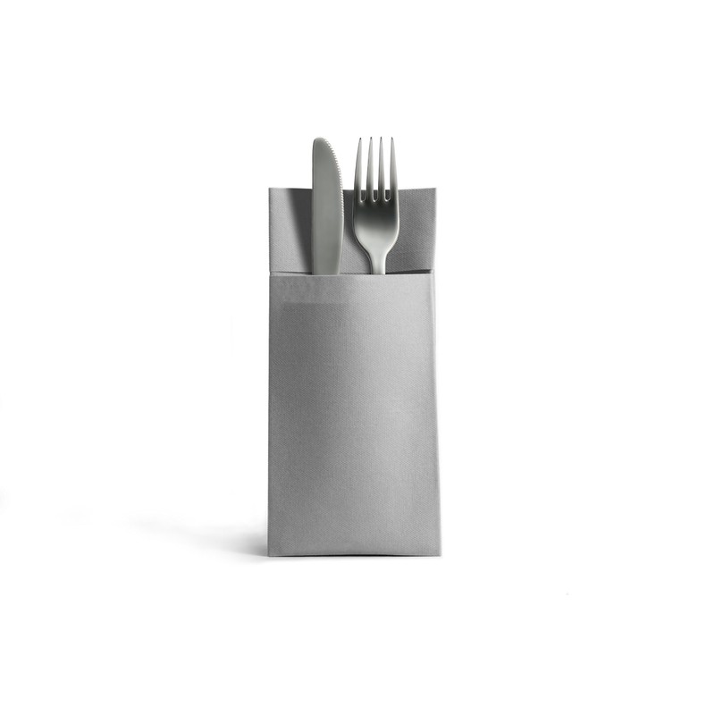 Airlaid napkins with cutlery pocket, ready-folded, grey, 40 x 40