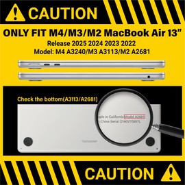 IBENZER Compatible with 2025 2024 2023 2022 MacBook Air 13 inch Case M4 A3240 M3 A3113 M2 A2681, Hardshell Case & KeyboardCover & ScreenFilm & Type-C for Mac Air 13.6, Crystal Clear, AT13-KK-CYCL+2TC