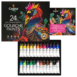 Castle Art Supplies 24 Piece Gouache Tube Set | New Improved Formula | 24 x 12ml Brilliant, Opaque, Water-Based Colors | Versatile, Easy to Use for Adult Artists, Beginners, Professionals (New Improved Formula)