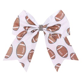 American Football Hair Bows Clips Football Hair Clip Sparkly Leather Bowknot Hair Clips Rugby Hairpin for Girls Toddler Kids Super Bowl Party Sports Game Rugby Hair Accessories Supplies 1PCS