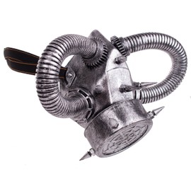 Steampunk Wastelander Respirator Adult Face Gas Mask, Silver, One-Size