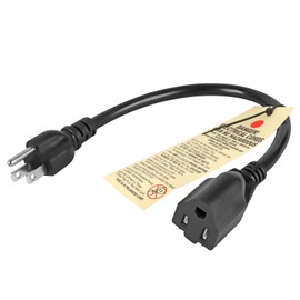 UL Listed SJT 16AWG 13A Heavy Duty AC Power Short Extension Cord Cable - VSEER 3 Prong Grounded Outlet Saver Extension Cords NEMA 5-15P to NEMA 5-15R, Black (1 FT)