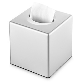 Y-in Hand Tissue Box Cover, Decorative Square Facial Storage Tissue Box Holder, Home Accessories for Bathroom Vanity Countertops, Dressers, Night Stand, Parlors and Office - Silver