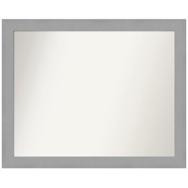Amanti Art Silver Wall Mirror 26x32 Brushed Nickel Rectangle Bathroom Mirror for Wall Decor Living Room, Large Modern Contemporary Frame, Hangs Horizonally and Vertically, Bathroom Decor, Non-Beveled