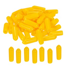 MECCANIXITY 100pcs 4mm Rubber End Caps Cover PVC Vinyl Screw Thread Protector Round Wire Shelf Caps for Screw Bolt Pipe Fence Post, Yellow