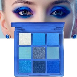 Royal Blue Glitter Eyeshadow Palette for Women - Highly Pigmented, Long-lasting Waterproof Makeup with Shimmer & Matte Eyeshadow - Perfect for Highlighting Your Eyes
