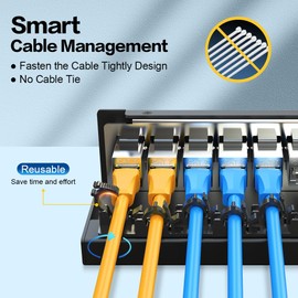 Enmane 6Port Patch Panel CAT7 Keystone Patch Panel Shielded Network Patch Patch with Smart Cable Management for Home/Office Network (1U 6Port, CAT7)