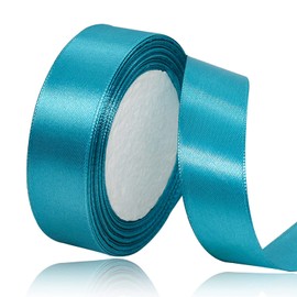 Turquoise Blue Satin Ribbon 1 Inches x 25 Yards, Solid Color Fabric Ribbon for Gift Wrapping, Crafts, Hair Bows Making, Wreath, Wedding Party Decoration and Sewing Projects