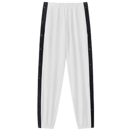 Chrisuno Long Pants with Snaps On Sides Mens Tear Away Track Men's Basketball High Split Snap Button Casual Post-Surgery Sweatpants Pockets White XL