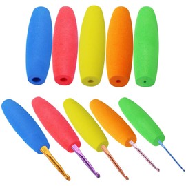 LunarCharm 5 Piece Crochet Hook Handle Set, Ergonomic Crochet Hook Handle, Ergonomic Crochet Hook Handle Attachment in Multiple Sizes - Fits Needles from 2mm to 10mm