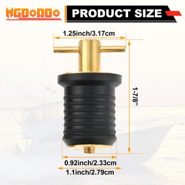 Mgoodoo Brass T-Handle Drain Plug Fit for 1 Inch Diameter Drain
