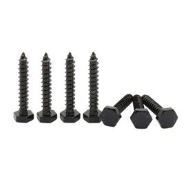 LBY 25pcs 1/4" x 1-1/2" Lag Screws, Hex Head Lag Screws Bolts, Wood Screws, 304 Stainless Steel, (Black)