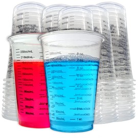 NSI 50 8oz Disposable Graduated Clear Plastic (PET) Cups for Mixing Paint, Stain, Epoxy, Resin