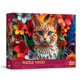 Trefl 3D Effect, Cat-1000 Pieces-40th Anniversary, Art Paper Art, Premium Puzzle for Adults and Teens from 14 Years, Multicoloured, 40040