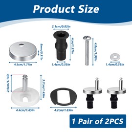 2 Packs Quick Release Toilet Seat Fixings, Universal Toilet Seat Top Fittings, Toilet Seat Hinges Fixings, Quick Release Top Fix Blind Hole Fittings for WC Toilet Blind Holes, Includes Nuts and Bolts