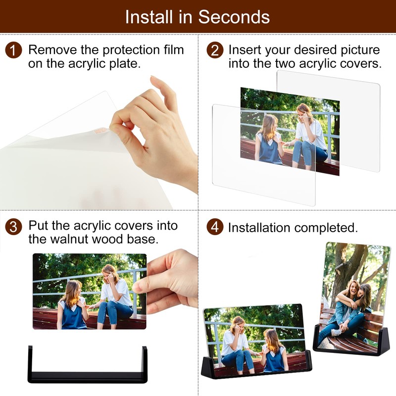 Boxalls 2 Pack Acrylic Picture Frames 6x8 with Translucent Black