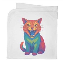 Azeeda 'Pop Art Fierce Cat' Cotton Baby Blanket/Shawl (BY00042326)