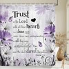 Bible Verse Inspirational Quote Shower Curtain, Purple Floral Daisy Trust