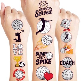 96 PCS Volleyball Sports Pre-Cut Temporary Tattoos for Kids | Super Cute Volleyball Themed Birthday Party Favors, Supplies, Decorations, Fake Tattoo Stickers, School Rewards & Gifts for Boys & Girls