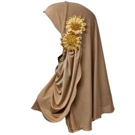 Yaqeen Girls Hijab 1-7 yrs Children Scarf islamic Headscarf Instant Kids Ideal for nursery, Party, madrassa… (Mocha)