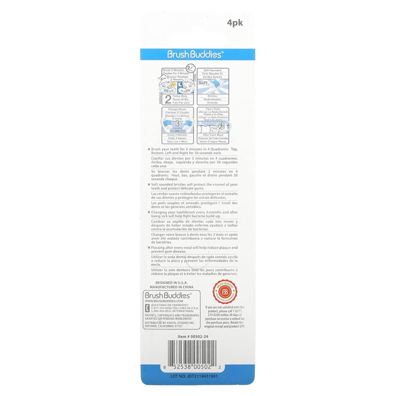 Smart Care Brush Buddies 4 pk.Toothbrushes by Brush Buddies