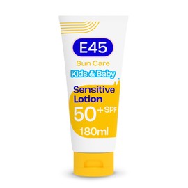 E45 Kids & Baby Sun Face & Body Lotion for Sensitive Skin. Gentle Sun Cream with very high SPF 50+ plus UVA & UVB protection. With Avocado Oil. For Dry Skin, Sensitive Skin & Eczema Prone Skin -180 ml
